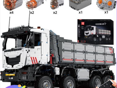 Mould King 19013 The APP&RC Motorized MOC-5287 Dump Truck 8x8 Car Model Assembly.