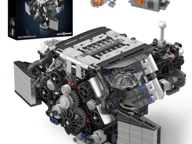MOULD KING Motorset 10230 Sportwagen A8 W12 Motortechnologie Bouwstenen Speelgoed met Motorvermogen