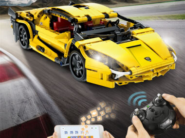 CaDA C51055 Lightning Sports Car – RC Bouwset met 456 Onderdelen – 2.4G & Bluetooth APP Besturing – LED Verlichting – Geschikt voor 6+