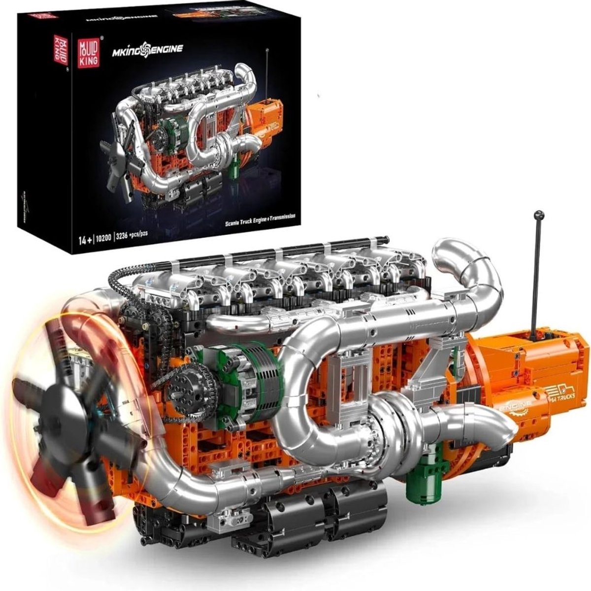 Mould King 10200 XXL Truck Engine Bouwpakket - 3236 Onderdelen - Elektrisch Aangedreven