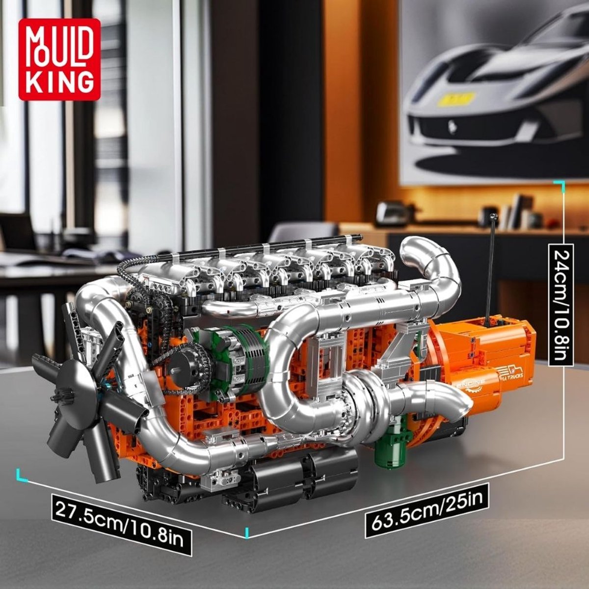 Mould King 10200 XXL Truck Engine Bouwpakket - 3236 Onderdelen - Elektrisch Aangedreven - Afbeelding 3